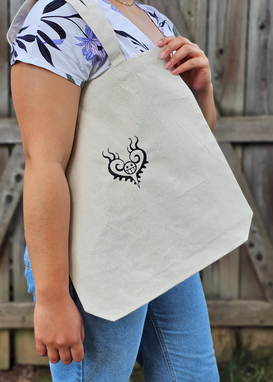 Heart Tattoo Embroidered Tote Bag