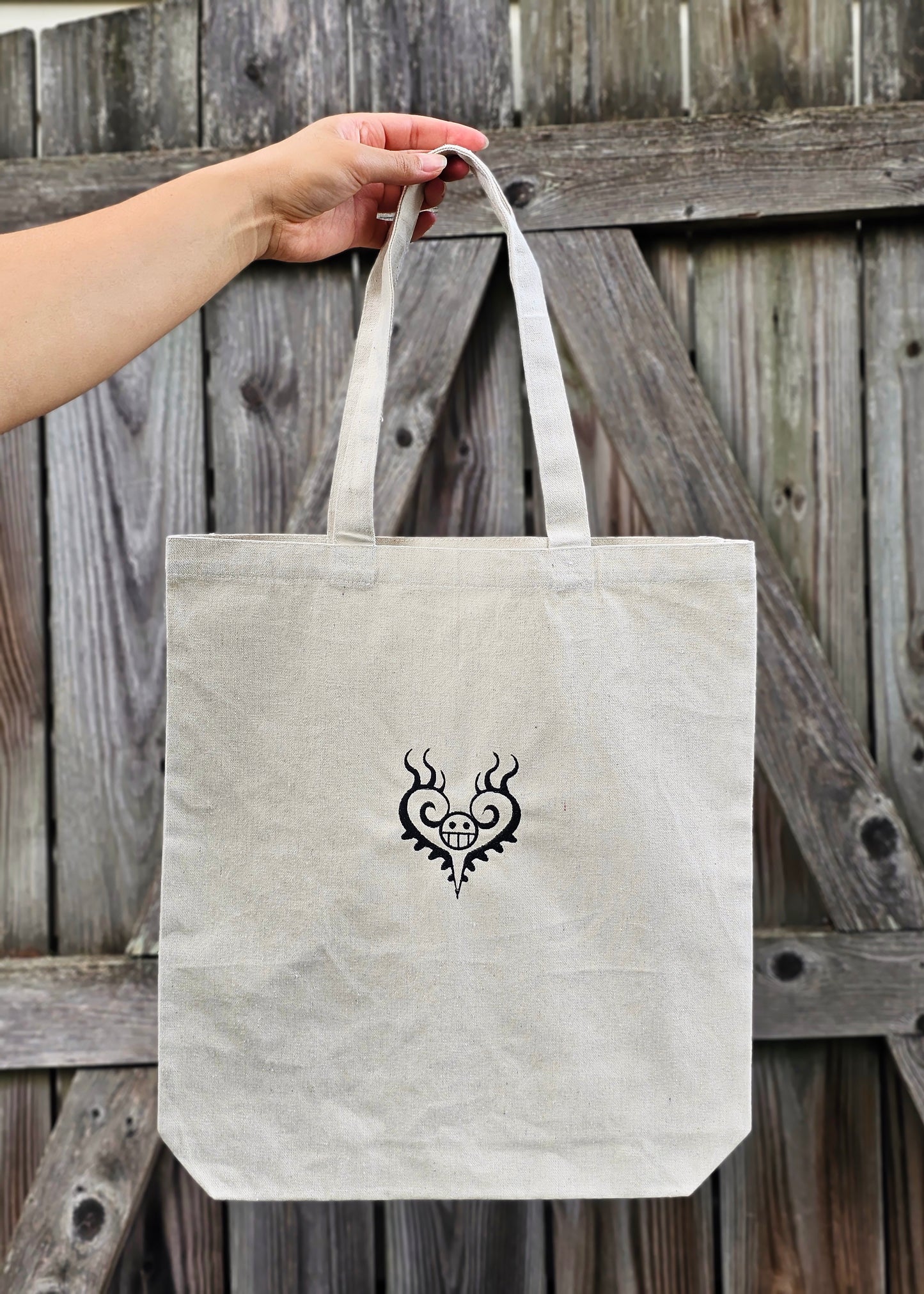 Heart Tattoo Embroidered Tote Bag