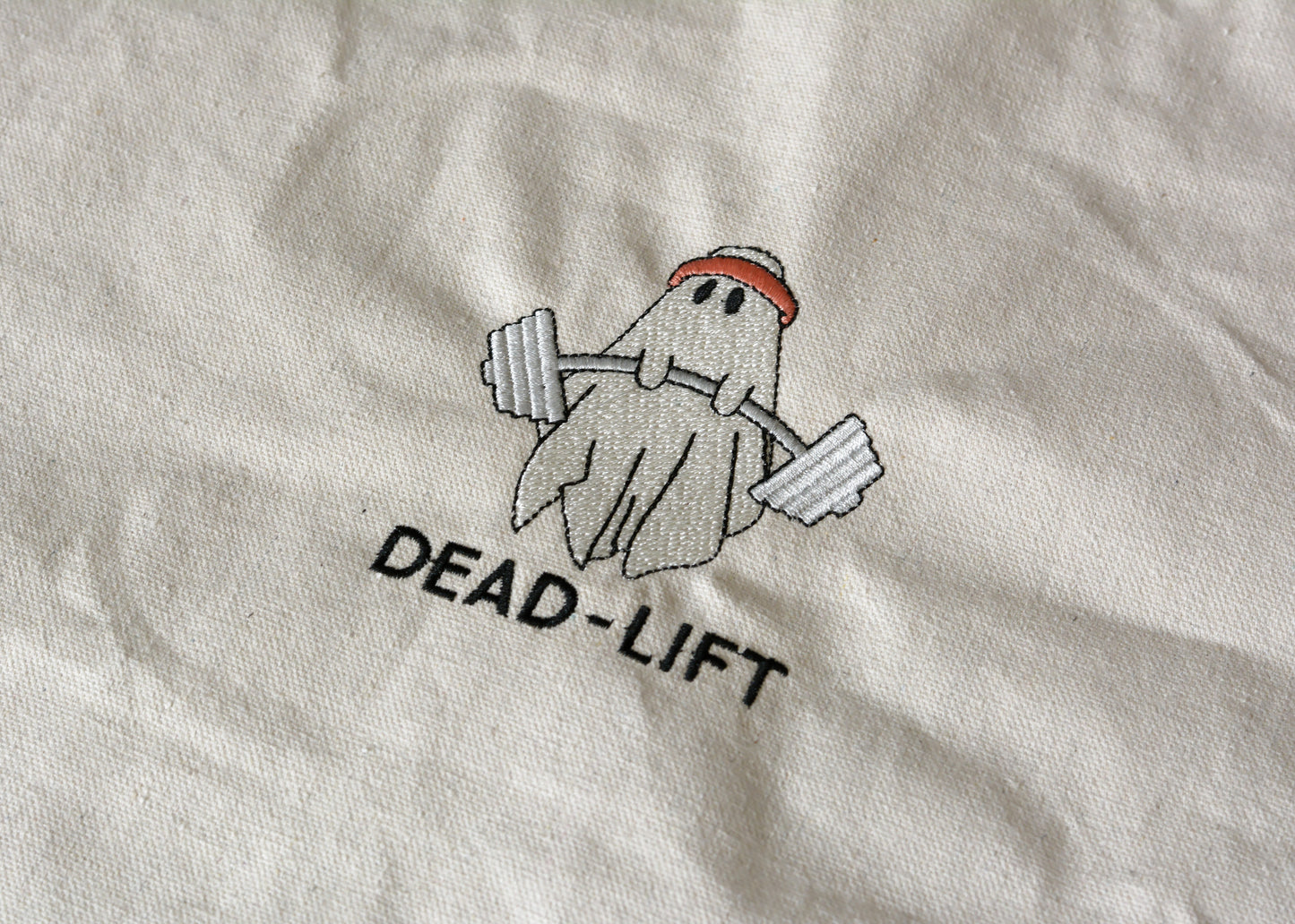 Dead Lift Ghost Embroidered Tote Bag