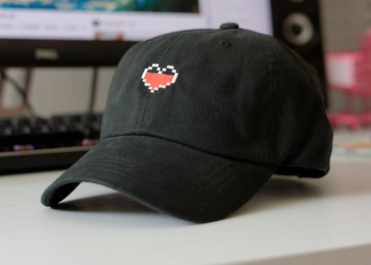 Pixel Gamer Heart Embroidered Baseball Hat