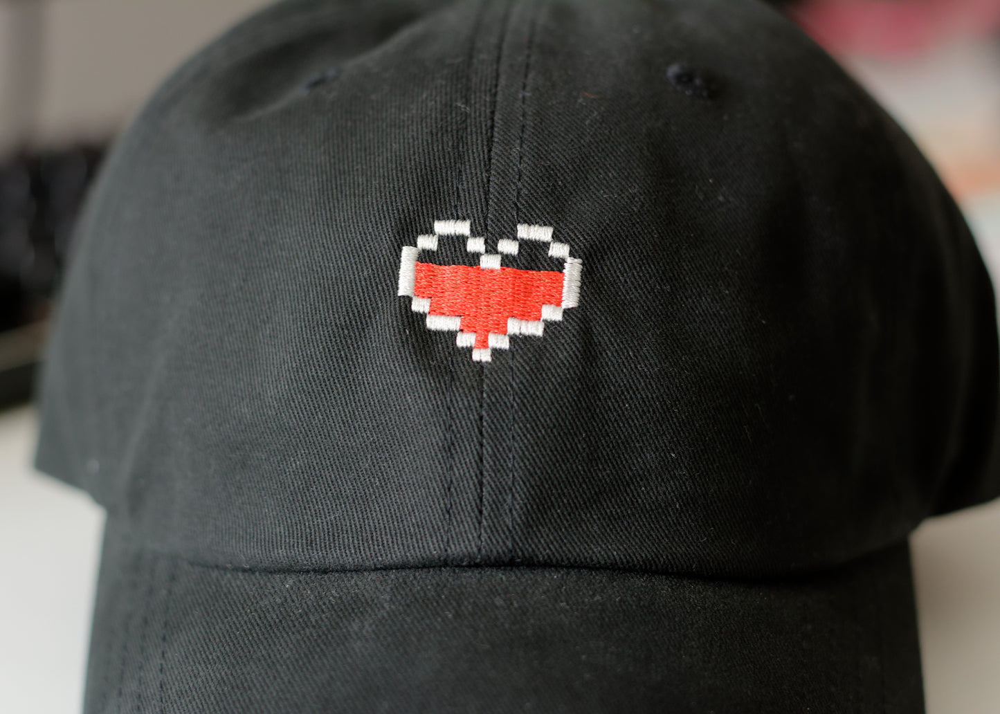 Pixel Gamer Heart Embroidered Baseball Hat