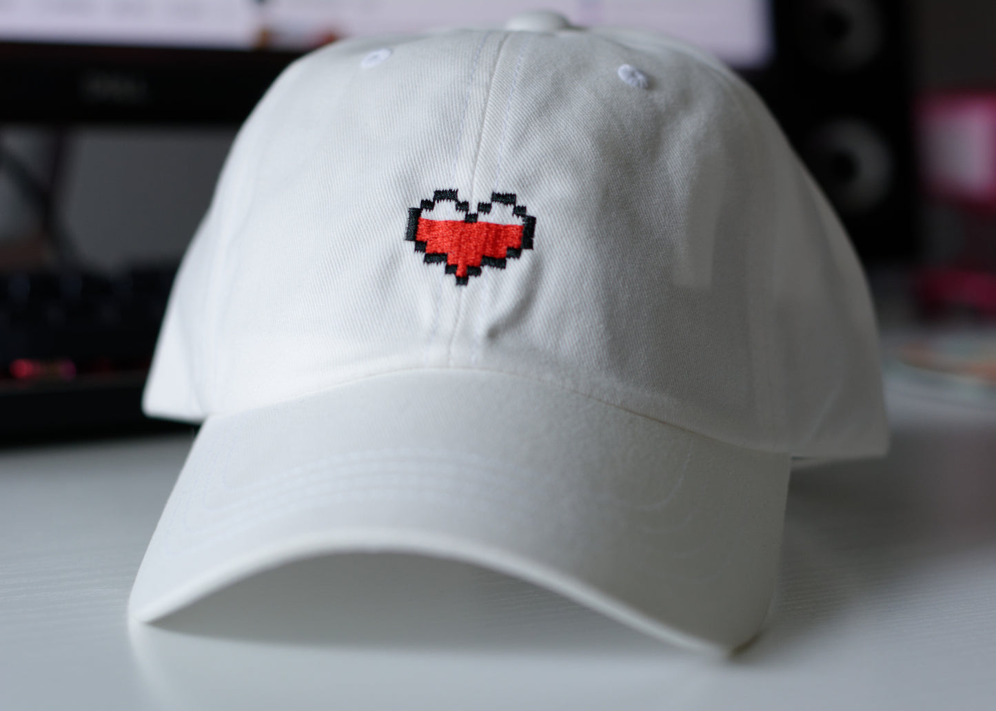 Pixel Gamer Heart Embroidered Baseball Hat