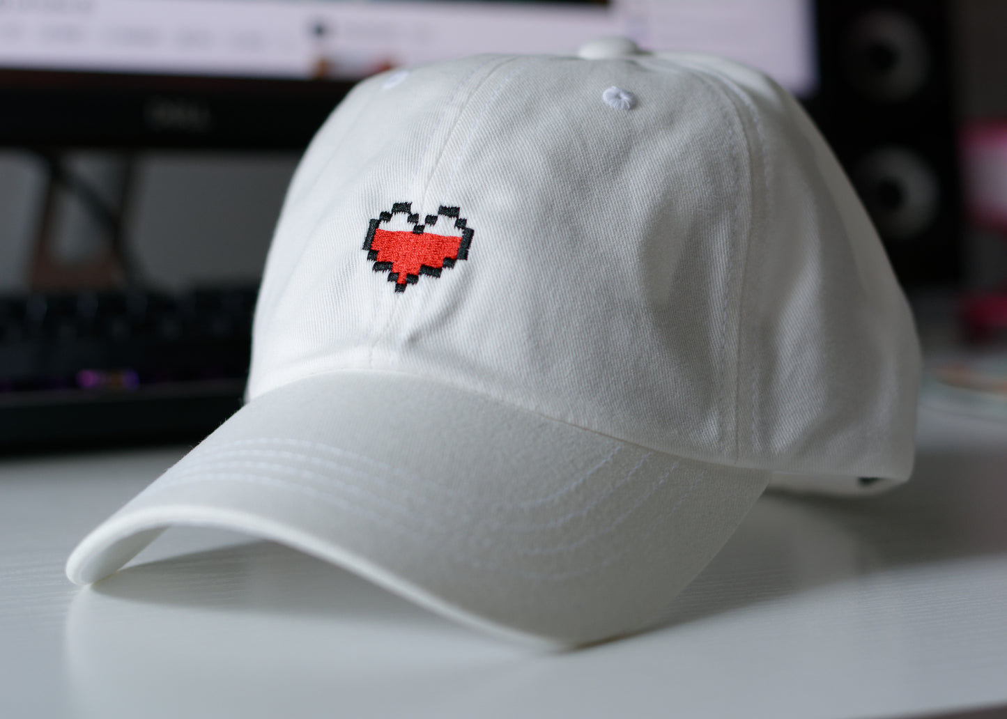 Pixel Gamer Heart Embroidered Baseball Hat