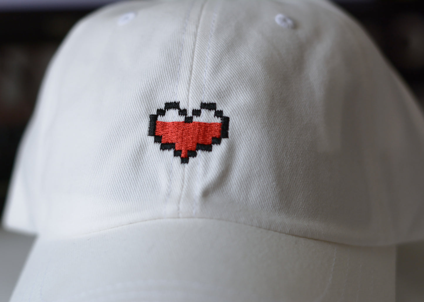 Pixel Gamer Heart Embroidered Baseball Hat