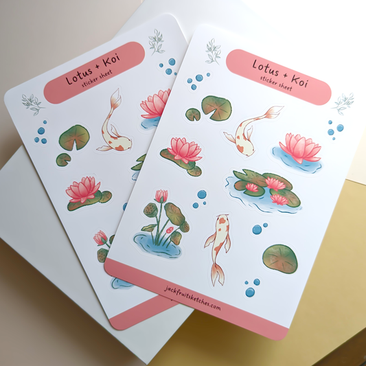 Koi + Lotus Pond Matte Sticker Sheet