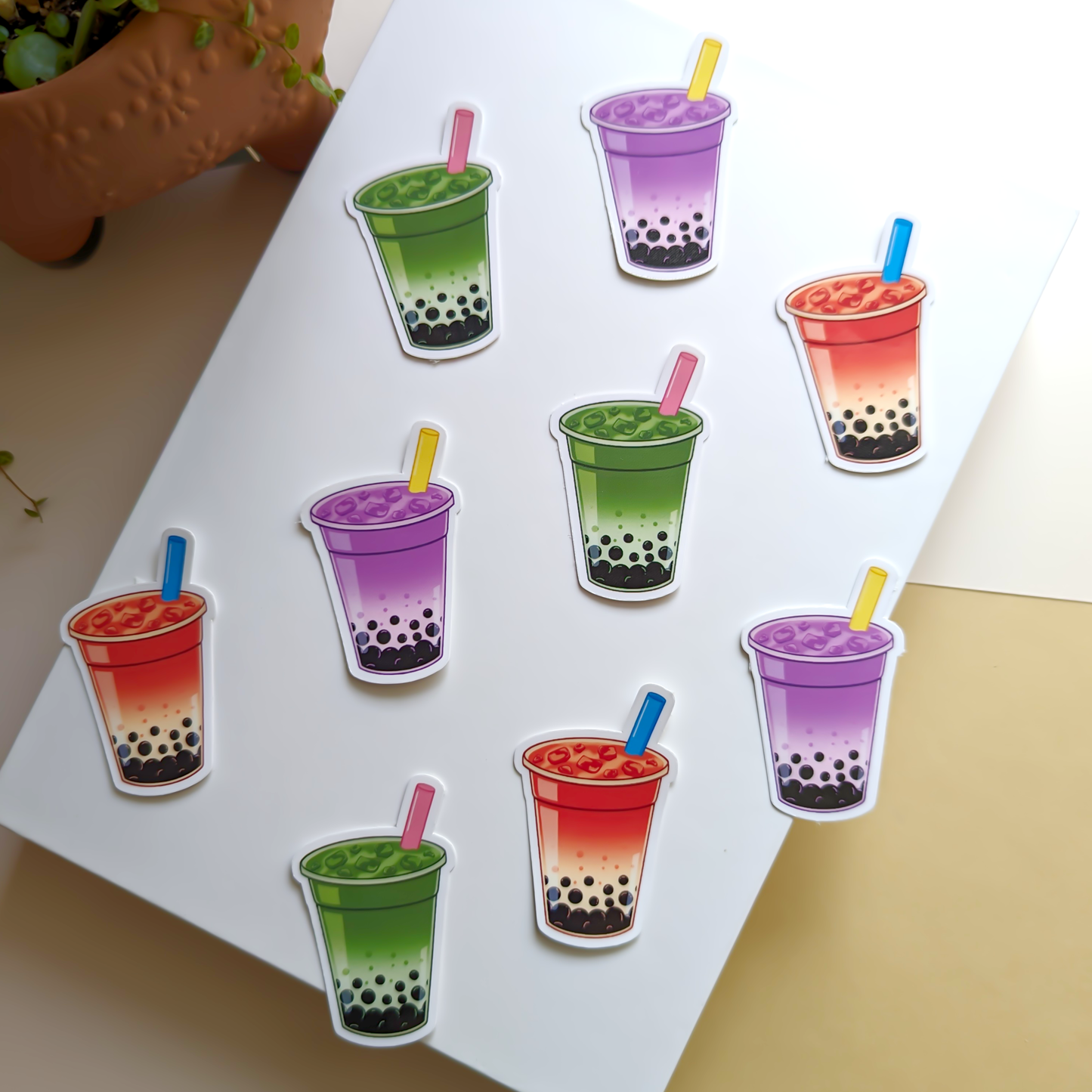 Boba Tea Handmade Glossy Stickers