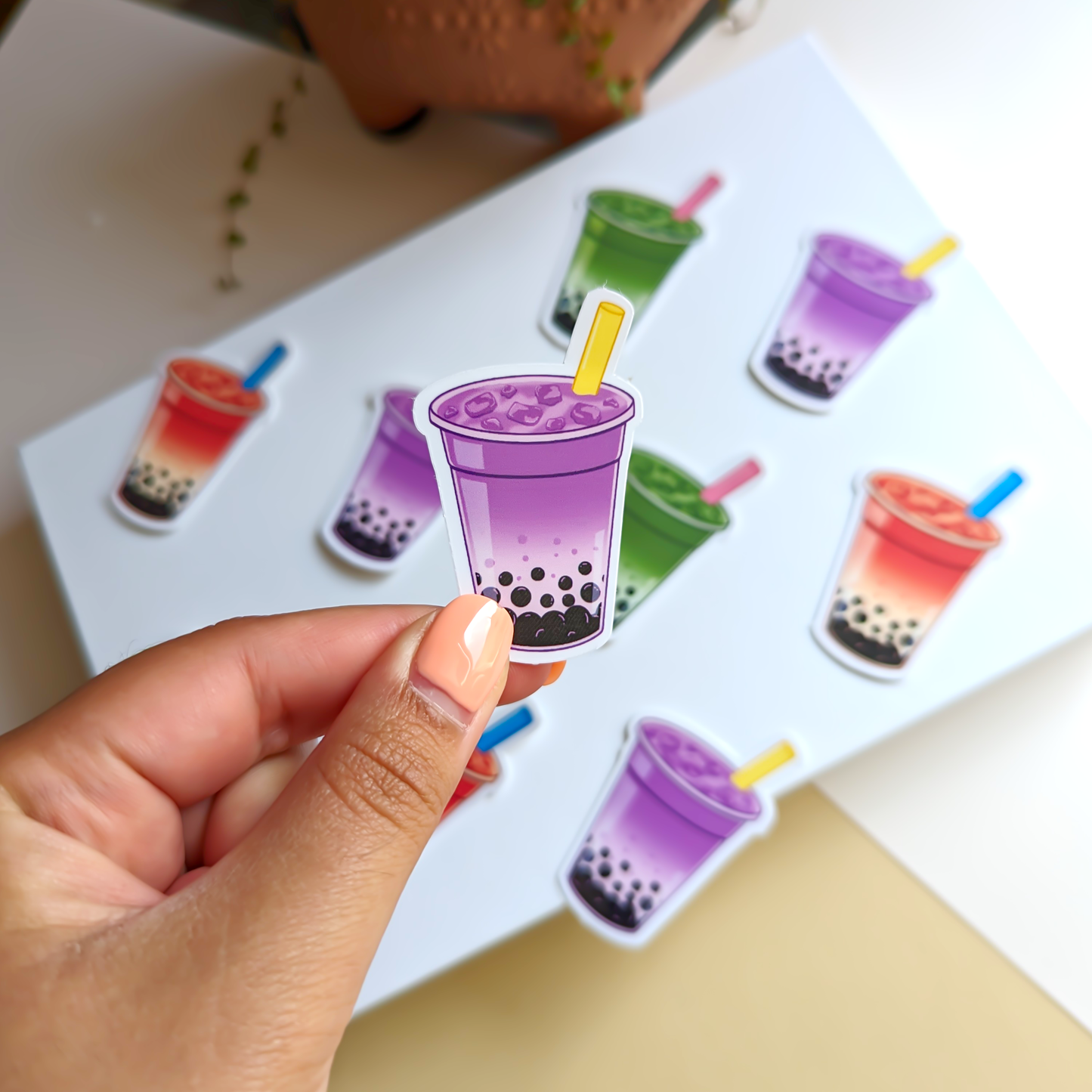 Boba Tea Handmade Glossy Stickers