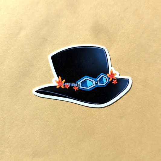 Flame Brother Hat Glossy Handmade Sticker