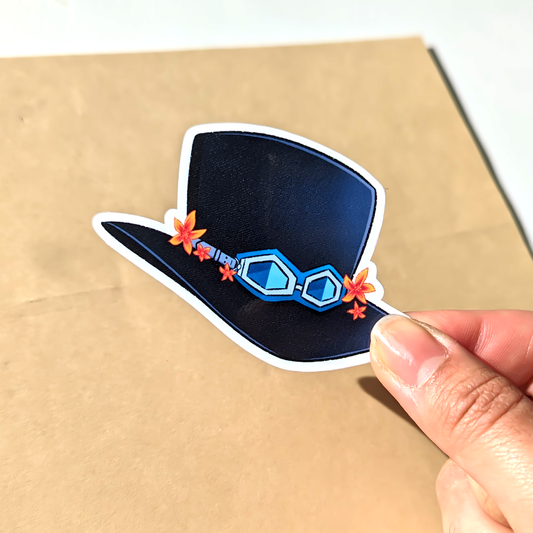 Flame Brother Hat Glossy Handmade Sticker