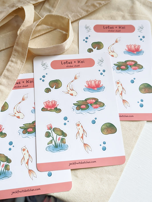 Koi + Lotus Pond Matte Sticker Sheet